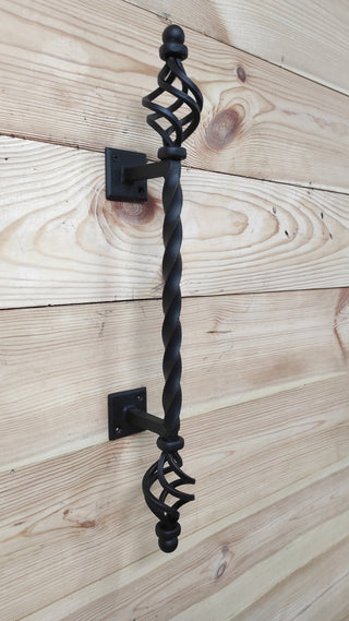Hand Forged Wrought Iron Door Handle: Barn Door Decor (19.68 in)