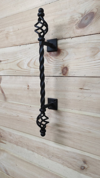 Hand Forged Wrought Iron Door Handle: Barn Door Decor (19.68 in)