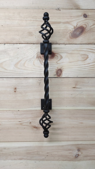 Hand Forged Wrought Iron Door Handle: Barn Door Decor (19.68 in)