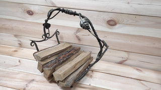 Handmade Wrought Iron Firewood Basket: Fireplace Log Holder