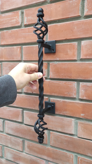 Hand Forged Wrought Iron Door Handle: Barn Door Decor (19.68 in)