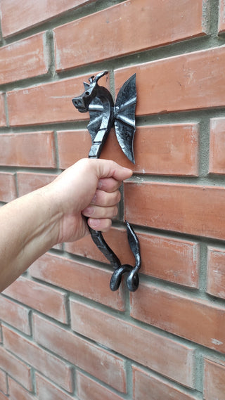 Hand Forged Dragon Door Handle: Wrought Iron Barn Door Decor