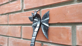 Hand Forged Dragon Door Handle: Wrought Iron Barn Door Decor