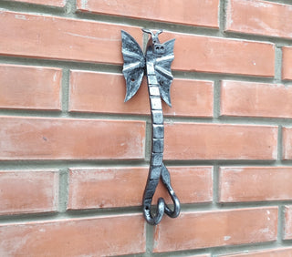 Hand Forged Dragon Door Handle: Wrought Iron Barn Door Decor