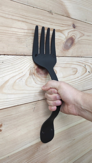Hand Forged Fork Door Handle: Wrought Iron Metal Decor