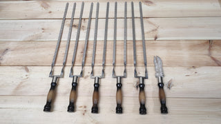 Hand Forged Stainless Steel Grilling Skewer Set with Fork