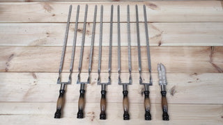 Hand Forged Stainless Steel Grilling Skewer Set with Fork