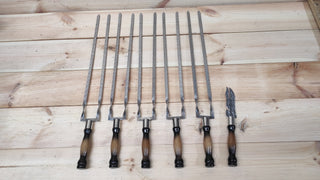 Hand Forged Stainless Steel Grilling Skewer Set with Fork