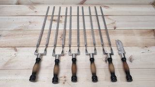 Hand Forged Stainless Steel Grilling Skewer Set with Fork