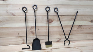 Forged fireplace tools set, fireplace gift, fireplace poker, fireplace tongs, shovel, broom