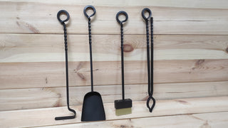 Forged fireplace tools set, fireplace gift, fireplace poker, fireplace tongs, shovel, broom