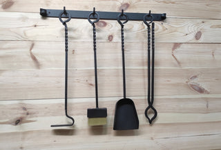 Forged fireplace tools set, fireplace gift, fireplace poker, fireplace tongs, shovel, broom