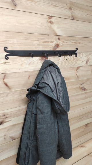 Handmade Metal Coat Hanger Rack: Forged Hallway Organizer