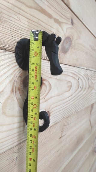 Hand Forged Iron Horse Hook: Rustic Metal Wall Hanger