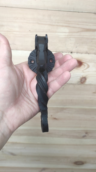 Hand Forged Iron Horse Hook: Rustic Metal Wall Hanger