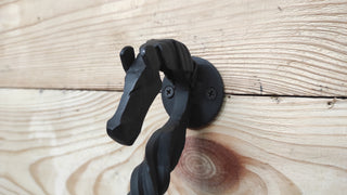Hand Forged Horse Door Handle: Wrought Iron Barn Decor