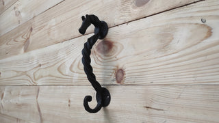 Horse door handle, metal handle, hand forged handle, barn door handle, door decor, wrought hardware, metal forged handle