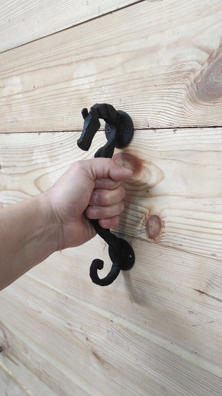 Hand Forged Horse Door Handle: Wrought Iron Barn Decor