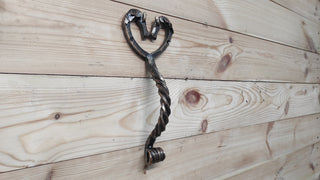 Horse door handle, metal handle, hand forged handle, barn door handle, door decor, wrought hardware, metal forged handle