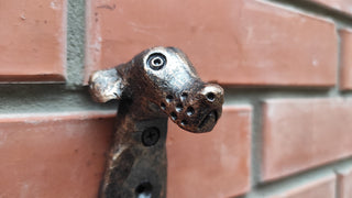 Handmade Forged Iron Dog Hook: Rustic Wall Hanger