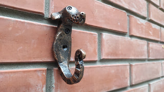 Handmade Forged Iron Dog Hook: Rustic Wall Hanger