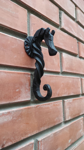 Hand Forged Iron Horse Hook: Rustic Metal Wall Hanger