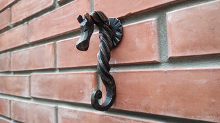 Hand Forged Iron Horse Hook: Rustic Metal Wall Hanger
