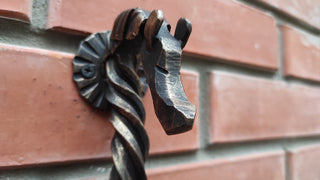Hand Forged Iron Horse Hook: Rustic Metal Wall Hanger