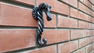 Hand Forged Iron Horse Hook: Rustic Metal Hanger