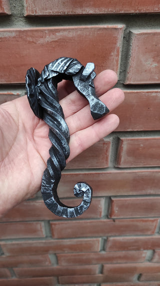 Hand Forged Iron Horse Hook: Rustic Metal Hanger