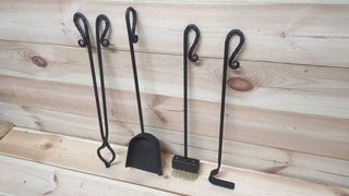 Forged fireplace tools set, 4 Pieces, Fireplace poker, Fireplace Tongs, Shovel, Broom, Hand Forged, Fire Tool, Fireplace Gift