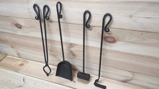 Hand Forged Fireplace Tool Set: 4-Piece Iron Fire Tools
