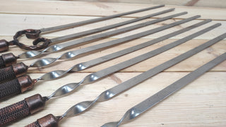 Hand Forged Stainless Steel Skewer Set: Grill Utensils, Iron Gifts