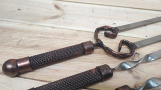 Hand Forged Stainless Steel Skewer Set: Grill Utensils, Iron Gifts
