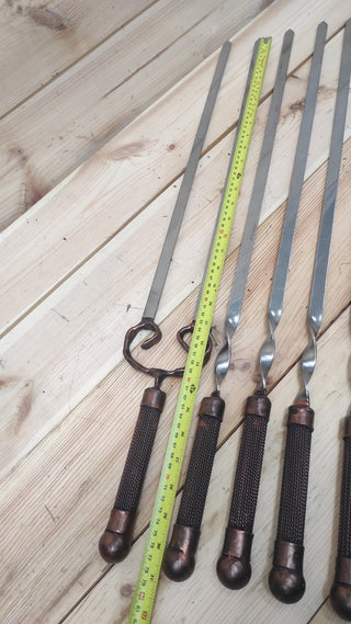 Hand Forged Stainless Steel Skewer Set: Grill Utensils, Iron Gifts