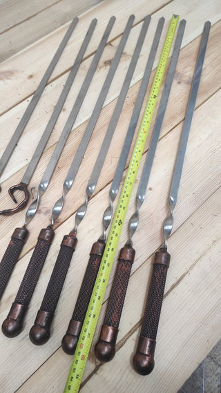 Hand Forged Stainless Steel Skewer Set: Grill Utensils, Iron Gifts