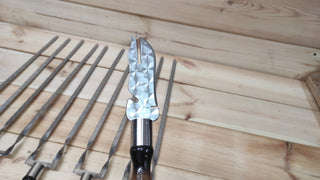 Hand Forged Stainless Steel Grilling Skewer Set with Fork