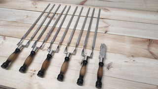 Hand Forged Stainless Steel Grilling Skewer Set with Fork