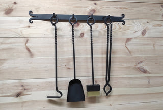 Forged fireplace tools set, fireplace gift, fireplace poker, fireplace tongs, shovel, broom