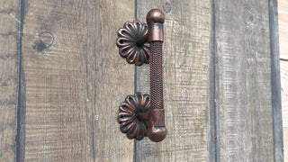 Hand Forged Steel Door Handle: Rustic Metal Barn Decor