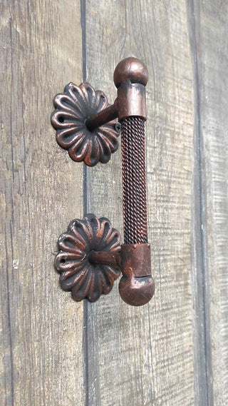 Hand Forged Steel Door Handle: Rustic Metal Barn Decor