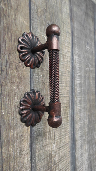 Hand Forged Steel Door Handle: Rustic Metal Barn Decor