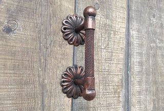 Hand Forged Steel Door Handle: Rustic Metal Barn Decor