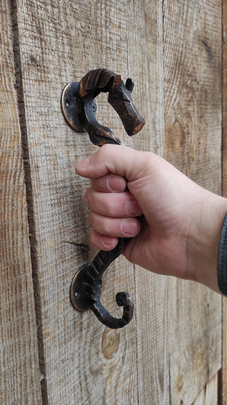 Horse door handle, metal handle, hand forged handle, barn door handle