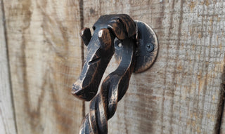 Horse door handle, metal handle, hand forged handle, barn door handle