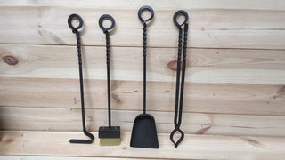 Forged fireplace tools set, fireplace gift, fireplace poker, fireplace tongs, shovel, broom