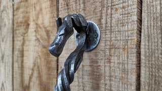Hand Forged Horse Door Handle: Rustic Metal Barn Decor