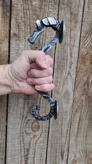 Horse door handle, metal handle, hand forged handle, barn door handle