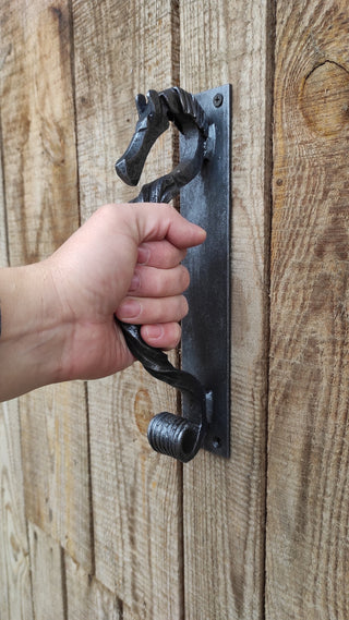 Hand Forged Steel Horse Barn Door Handle: Rustic Stable Decor