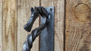 Hand Forged Steel Horse Barn Door Handle: Rustic Stable Decor